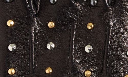 Versace Studded Leather Gloves In Black