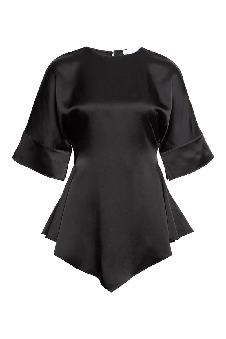 Flared Satin Top, Main, color, BLACK
