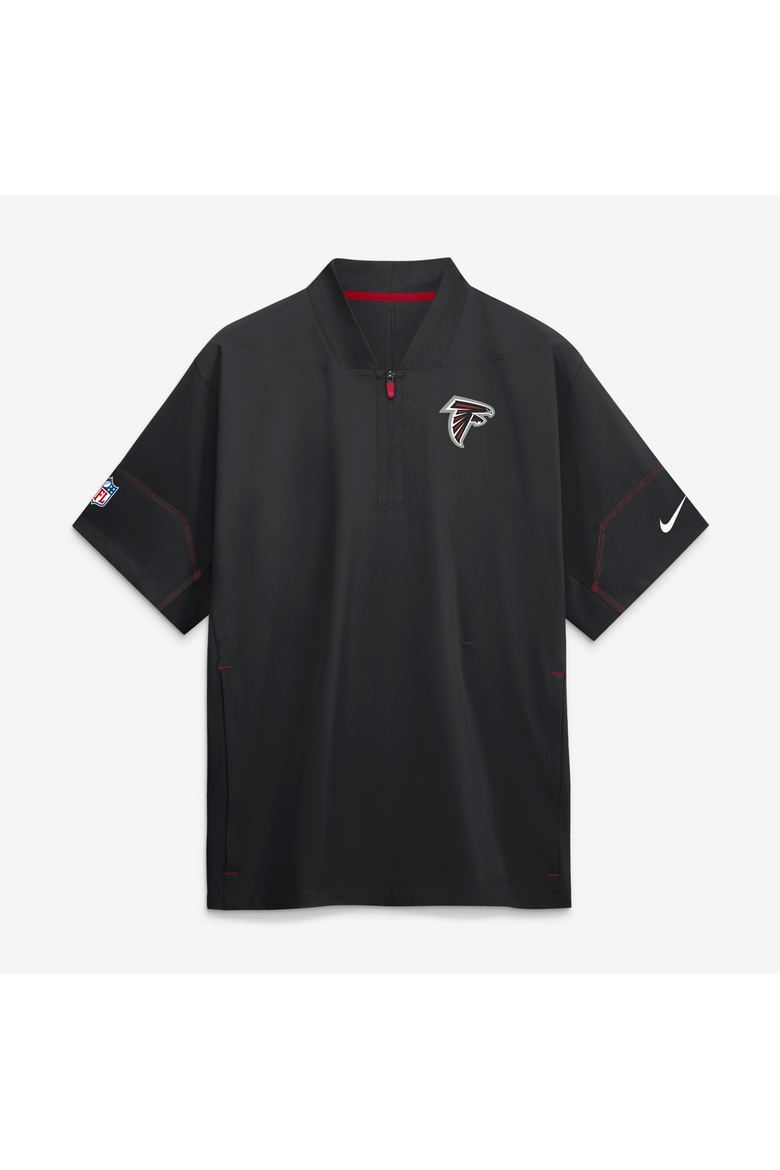 Men's Nike Black Atlanta Falcons Sideline Short Sleeve Quarter-Zip Coaches Jacket, Main, color, Black
