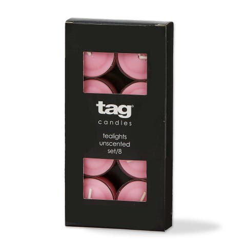 Color Studio Pink Tealight Candles Set of 8 Smokeless Wax