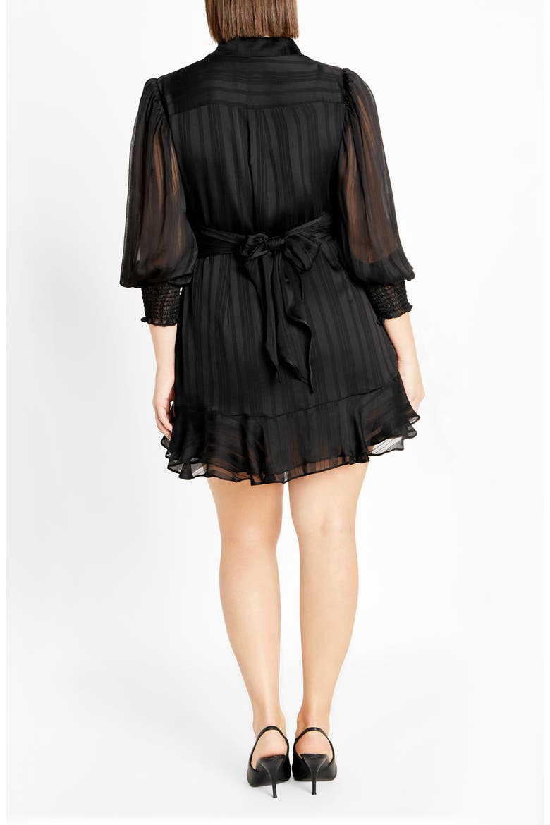 Journi Stripe Long Sleeve Shirtdress, Alternate, color, BLACK