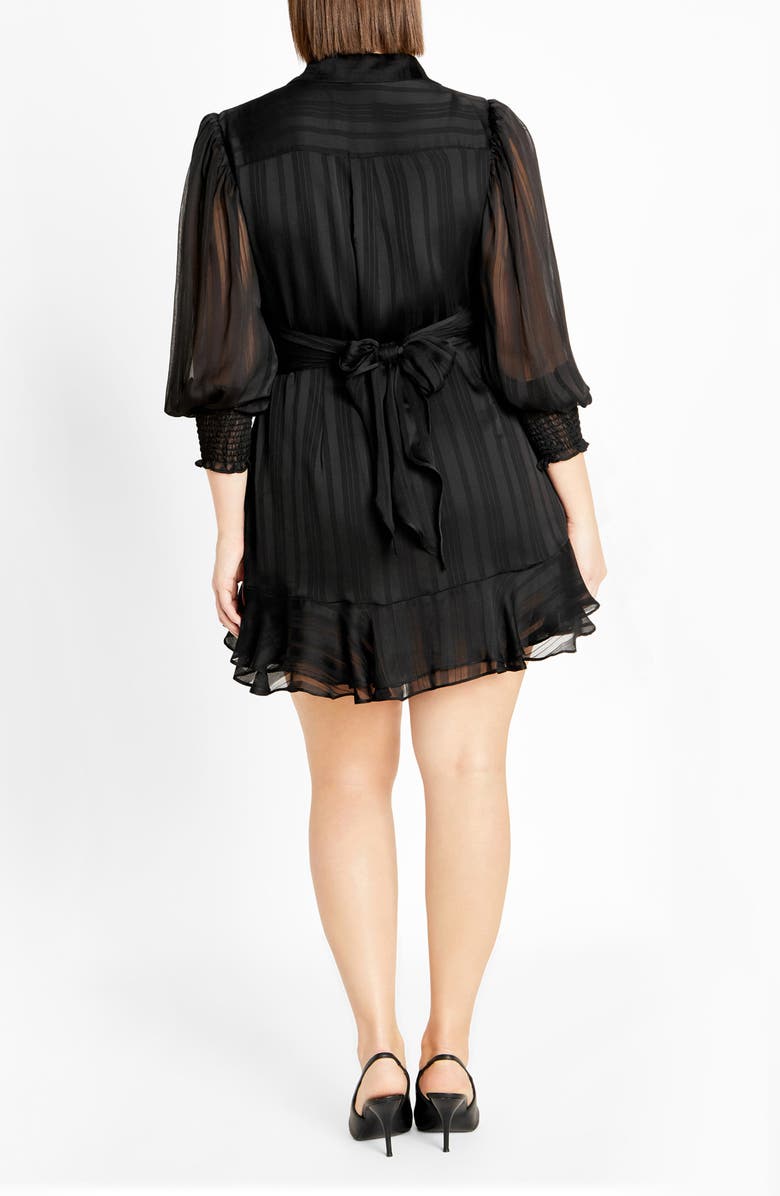 City Chic Journi Stripe Long Sleeve Shirtdress, Alternate, color, Black