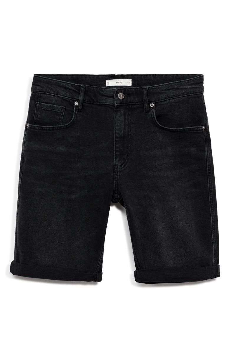 MANGO Slim Fit Denim Bermuda Shorts, Alternate, color, Black Denim