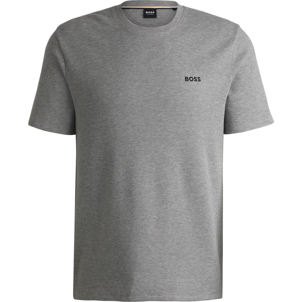 Hugo Boss Cotton-blend Pyjama T-shirt With Embroidered Logo In Medium Grey