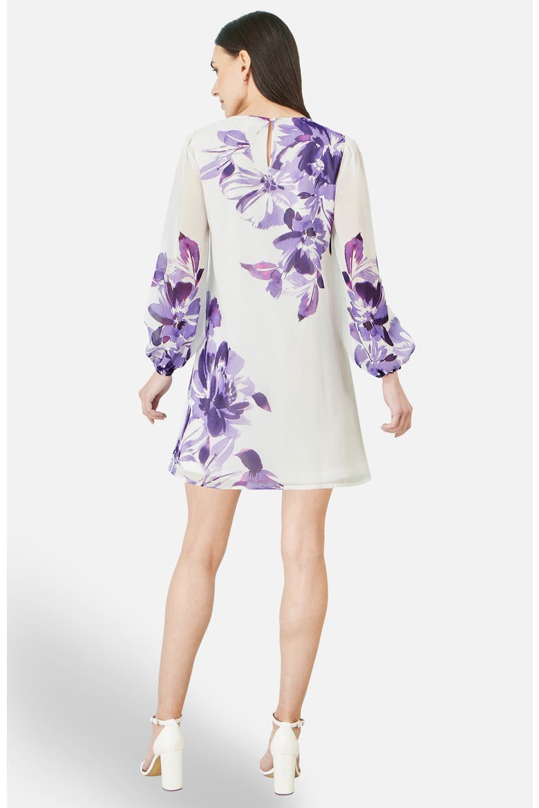 Keyhole Neck Floral Tunic Dress, Alternate, color, Purple