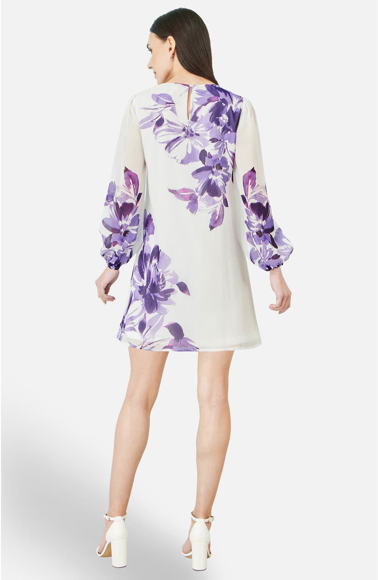 Yumi Keyhole Neck Floral Tunic Dress, Alternate, color, Purple