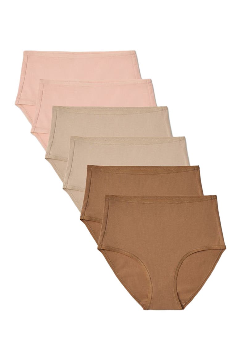 Organic Cotton Everyday High Rise Brief 6-Pack, Alternate, color, Warm Neutrals