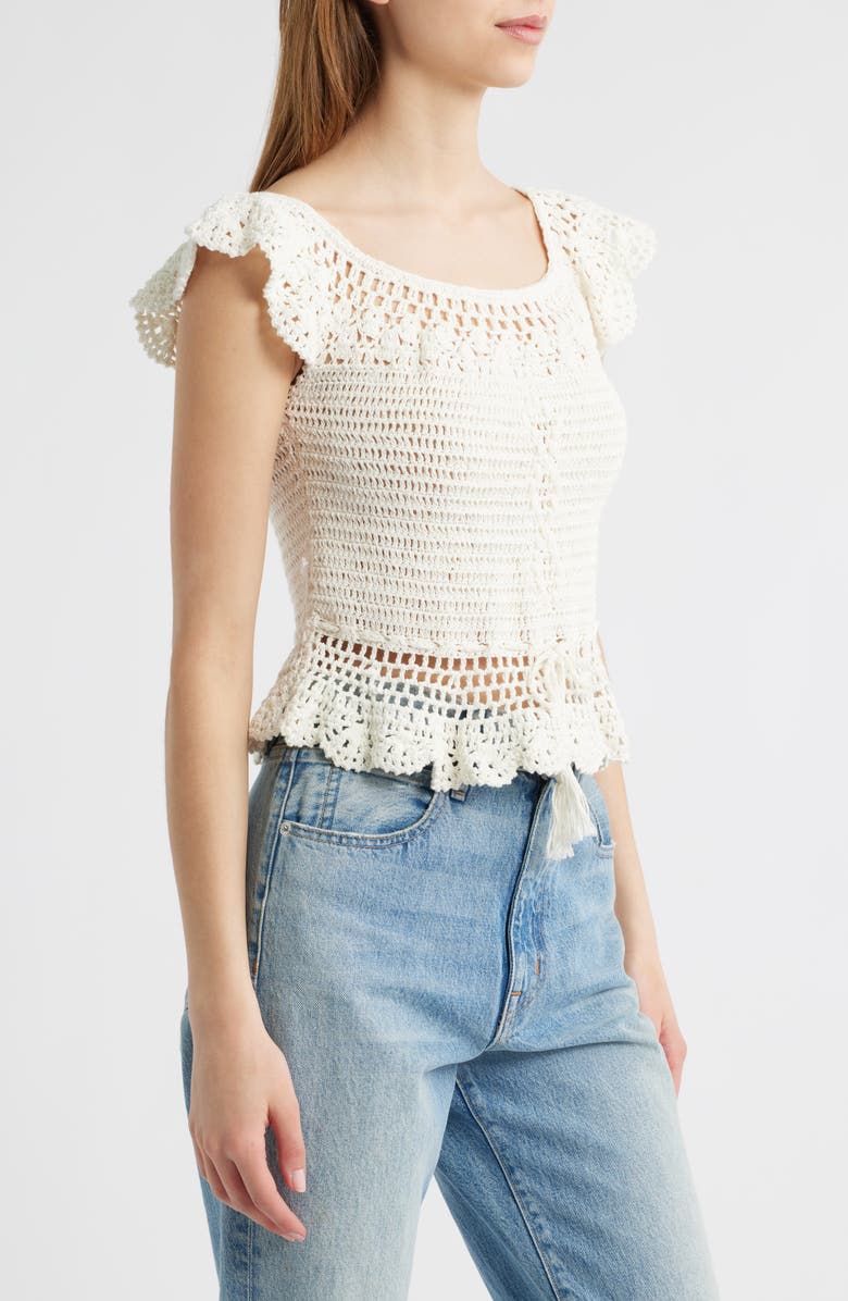 Cleobella Sia Crochet Top, Alternate, color, Ivory