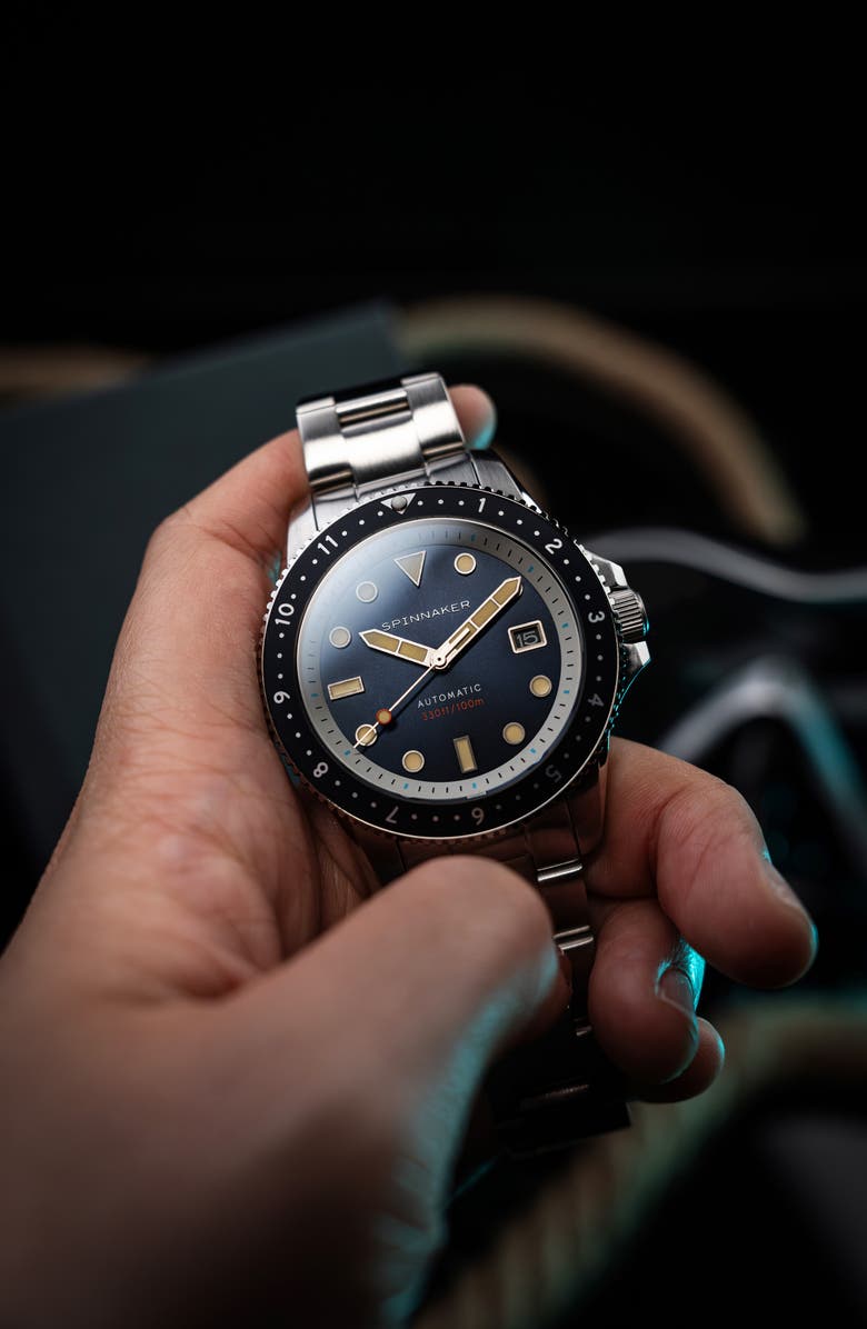 SPINNAKER Croft Pioneer Automatic Bracelet Watch, 42mm, Alternate, color, Blue