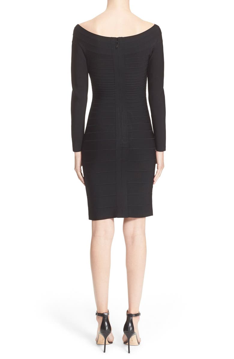 Herve Leger Off Shoulder Bandage Dress, Alternate, color, 