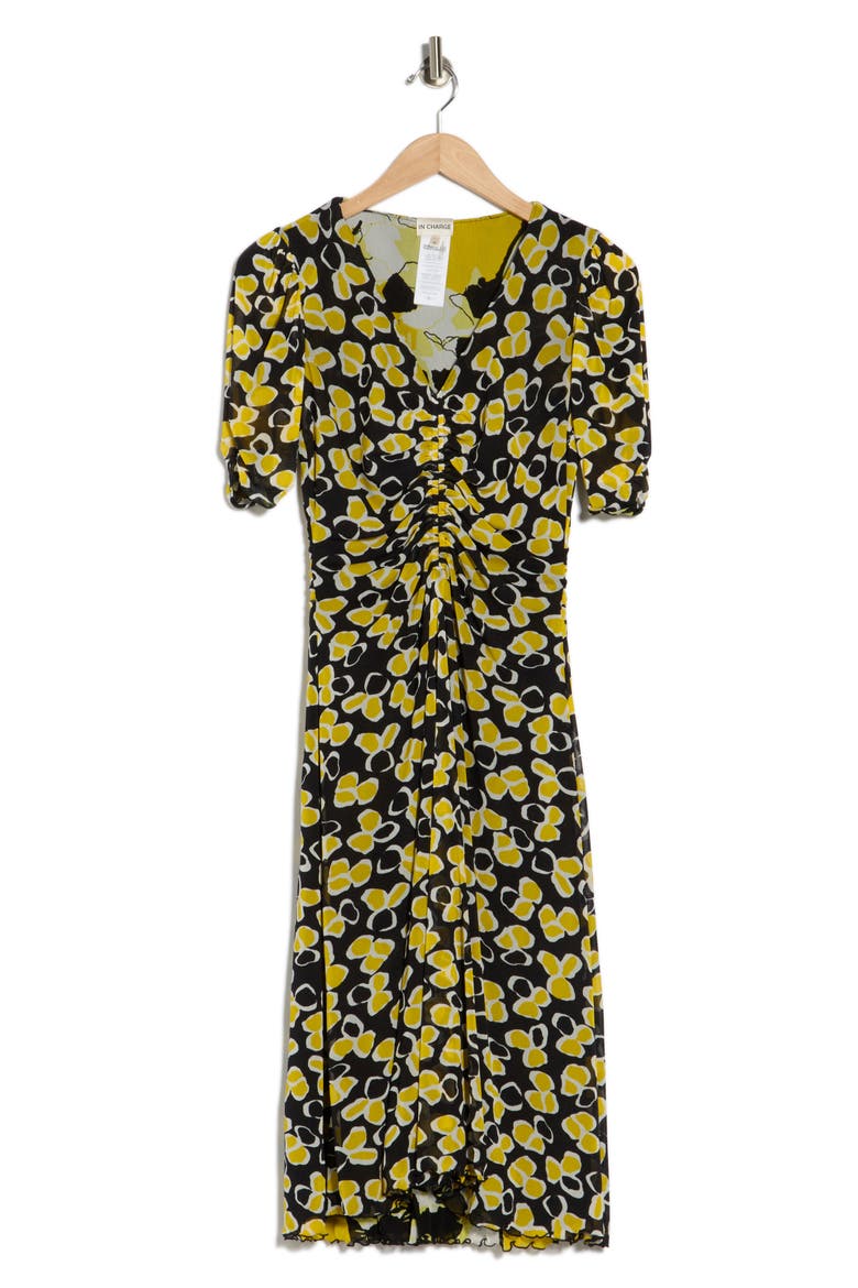 Koren Reversible Short Sleeve Mesh Midi Dress, Alternate, color, PAPER SUN SMALL YELLOW