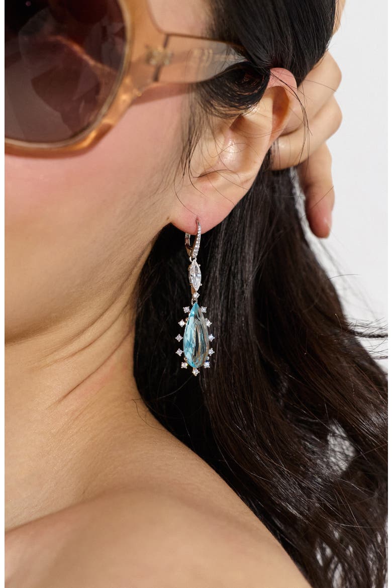 Mojito Cubic Zirconia Drop Earrings, Alternate, color, RHODIUM