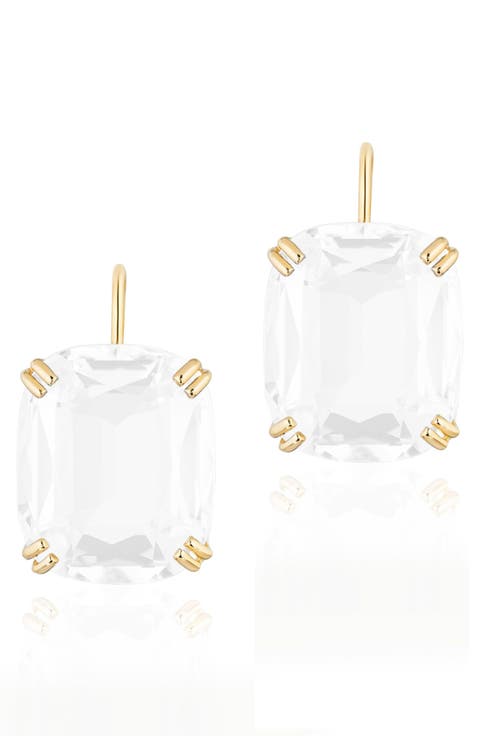 Gossip Cushion Cut Stone Drop Earrings