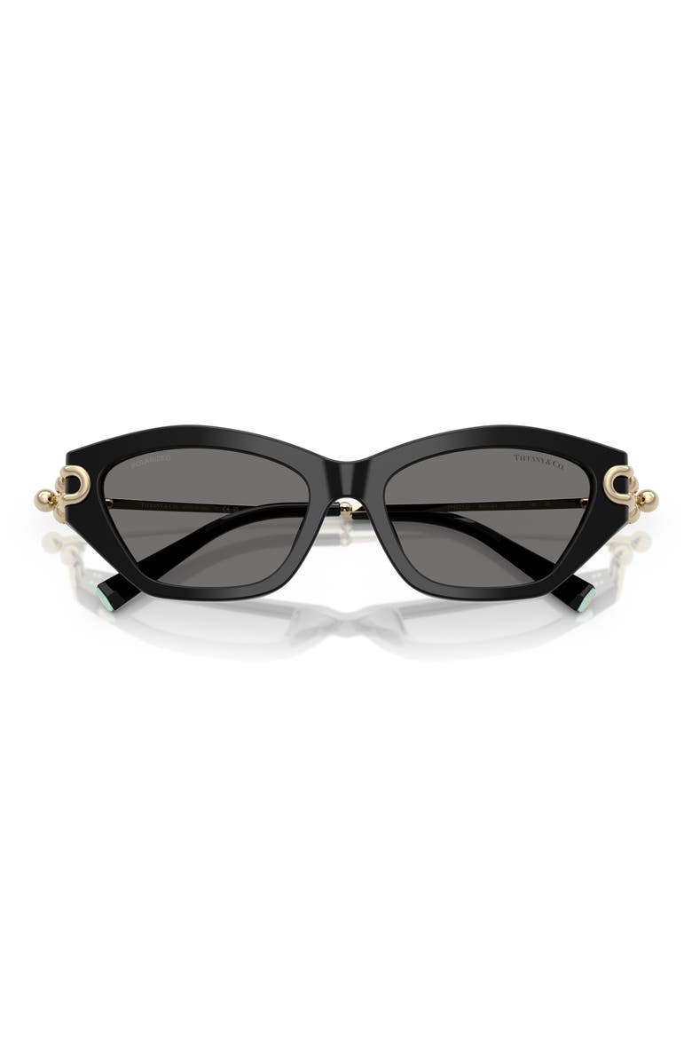 53mm Polarized Cat Eye Sunglasses, Alternate, color, BLACK / DARK GREY POLAR