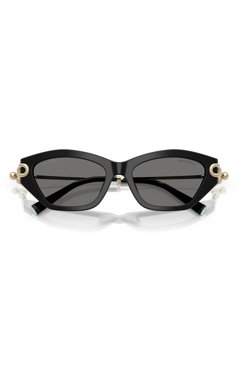 Tiffany & Co. 53mm Polarized Cat Eye Sunglasses, Alternate, color, Black / Dark Grey Polar