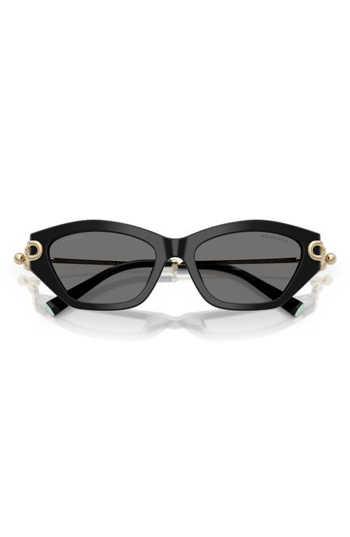 Shop Tiffany & Co . 53mm Polarized Cat Eye Sunglasses In Black/dark Grey Polar