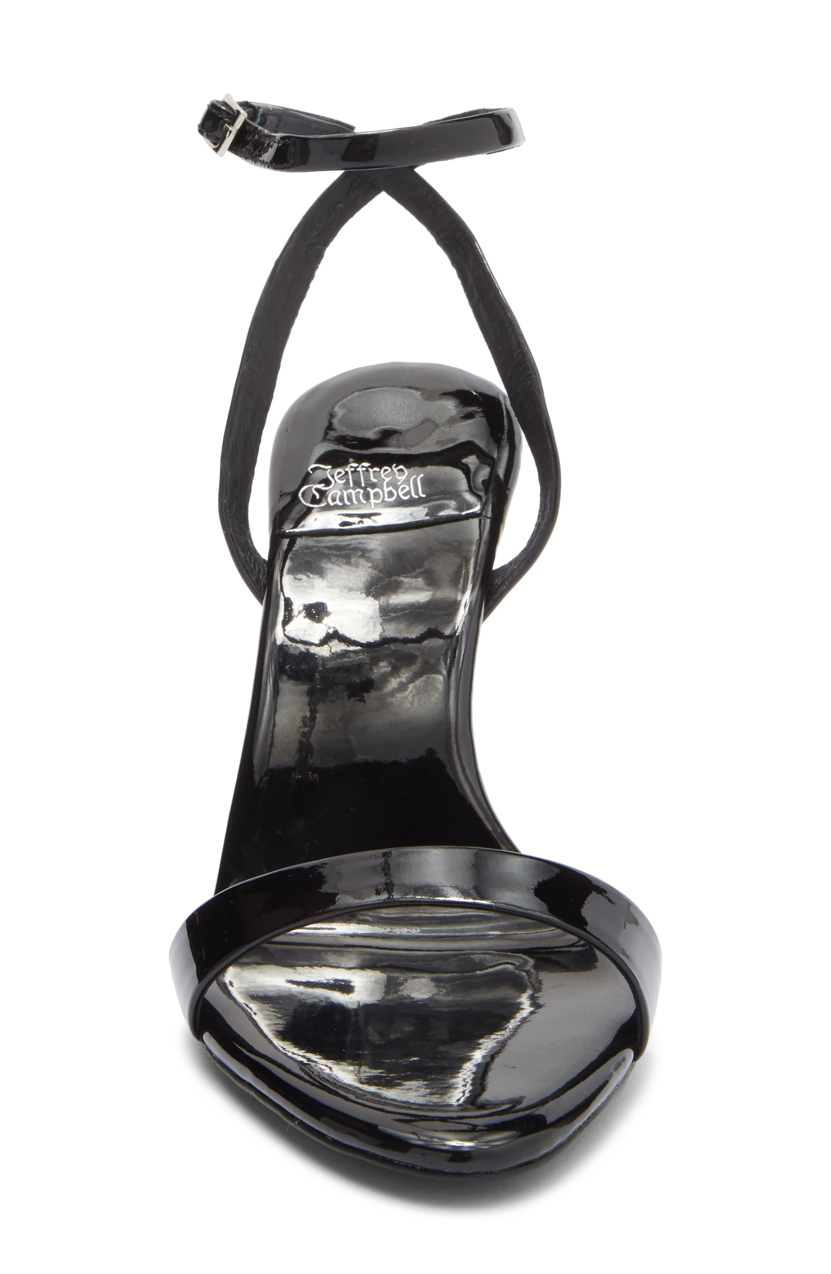 Jeffrey Campbell Blossmz Ankle Strap Satin Sandal, Alternate, color, Black Patent