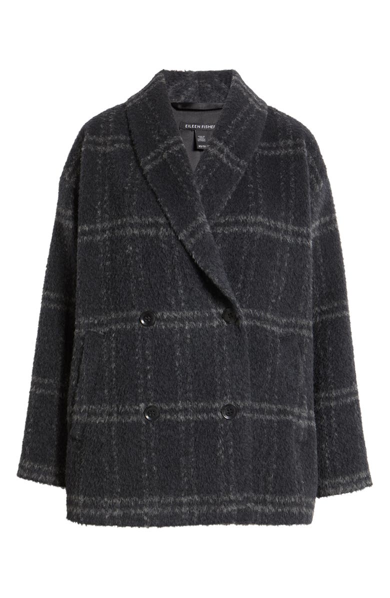 Eileen Fisher Shawl Collar Alpaca & Wool Blend Coat, Alternate, color, Charcoal