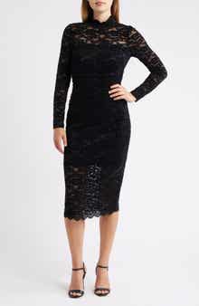 Vince Camuto Lace Long Sleeve Body-Con Midi Dress