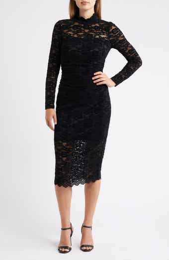 Vince Camuto Lace Long Sleeve Body-Con Midi Dress