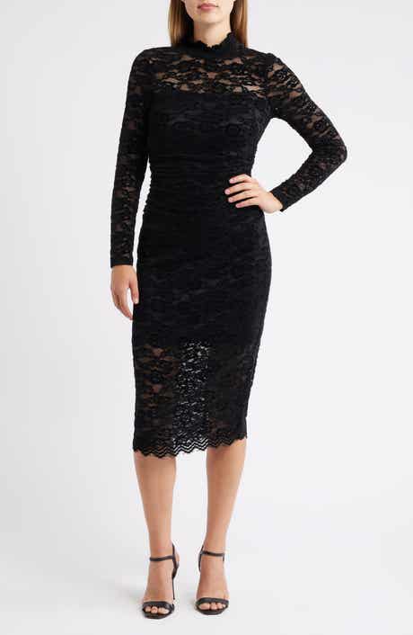 Vince Camuto Lace Long Sleeve Body-Con Midi Dress