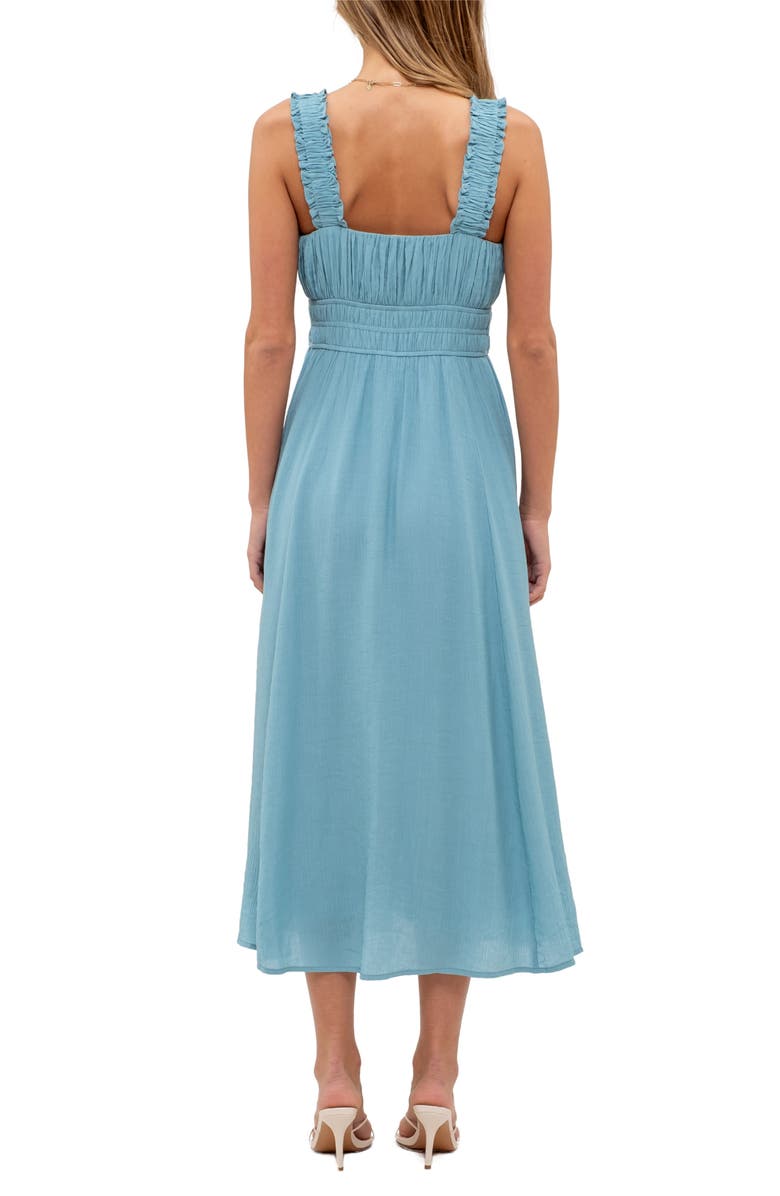 AUGUST SKY Shirred Empire Waist Midi Dress, Alternate, color, 