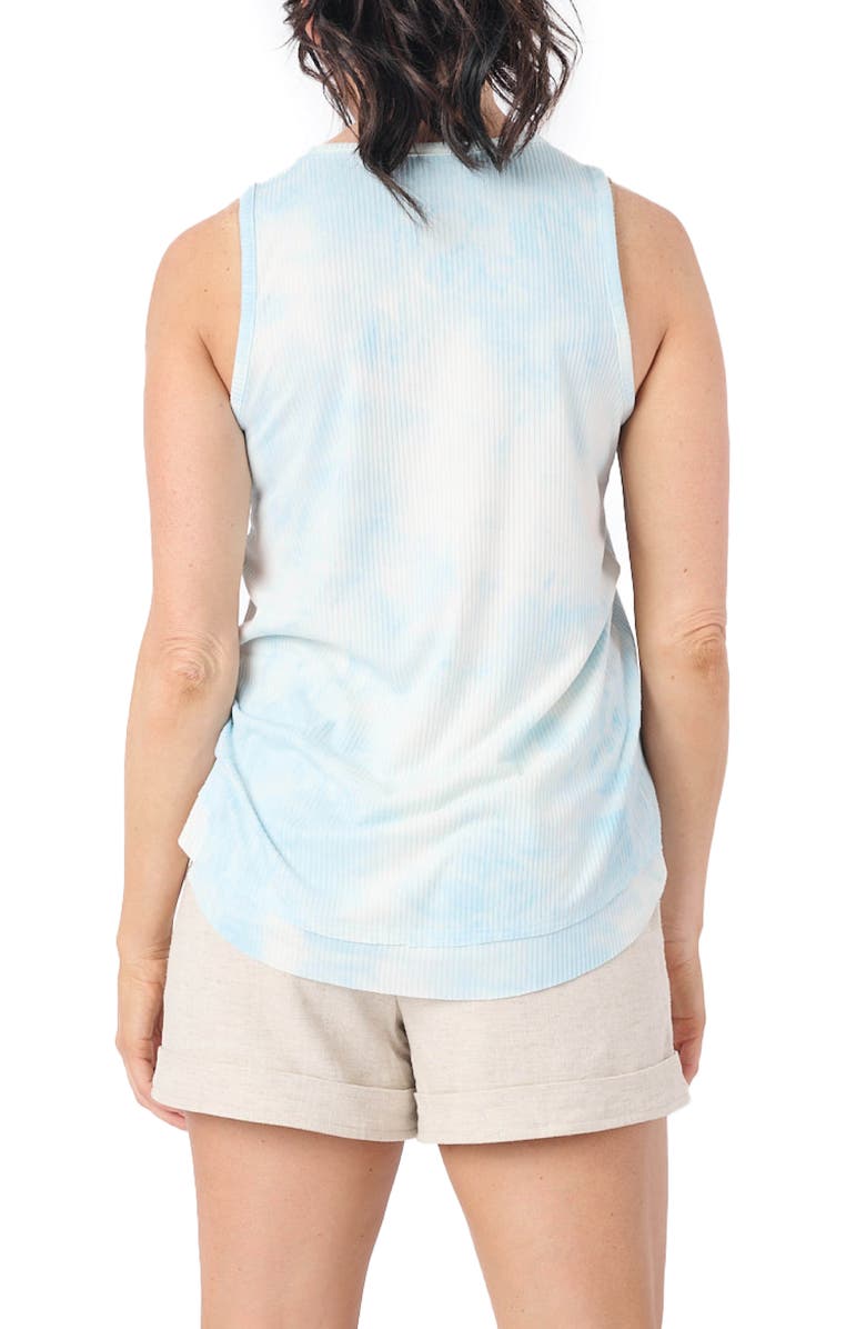 GIBSONLOOK Ribbed Henley Tank, Alternate, color, Blue Tie Dye