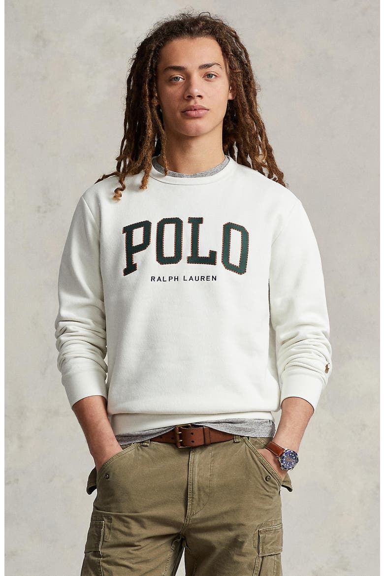 Logo Appliqué Fleece Crewneck Sweatshirt, Alternate, color, NEVIS
