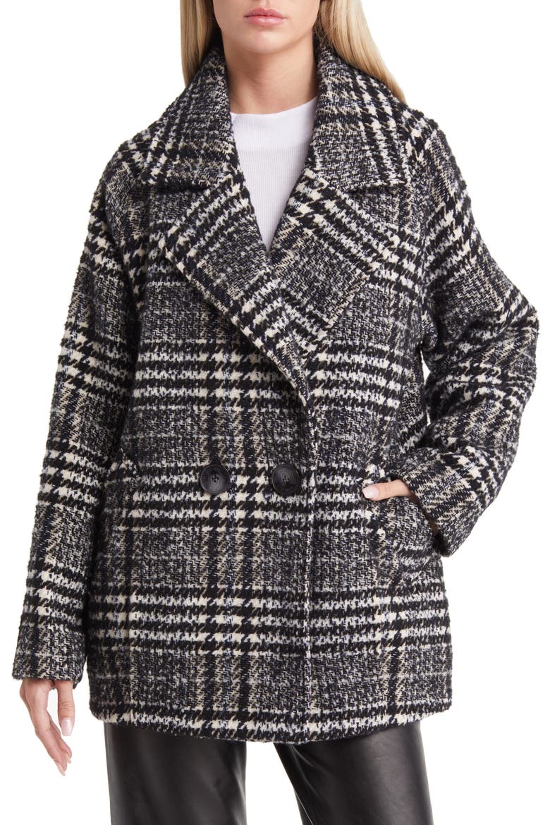 Women's Mixed Plaid Double Breasted Coat, Main, color, WEDGE PLAID