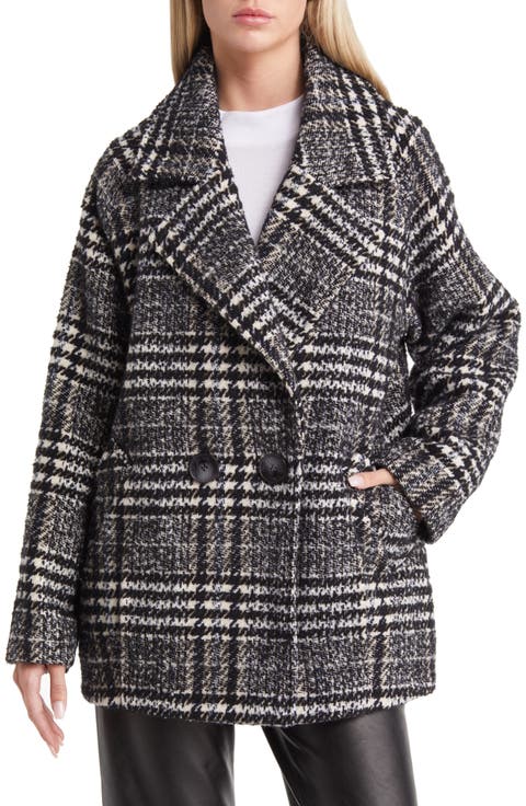 Women's Mixed Plaid Double Breasted Coat