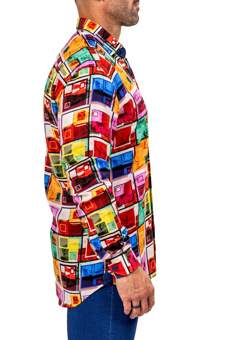 Fibonacci Marthyr 0299 Contemporary Fit Button-Up Shirt, Alternate, color, RED