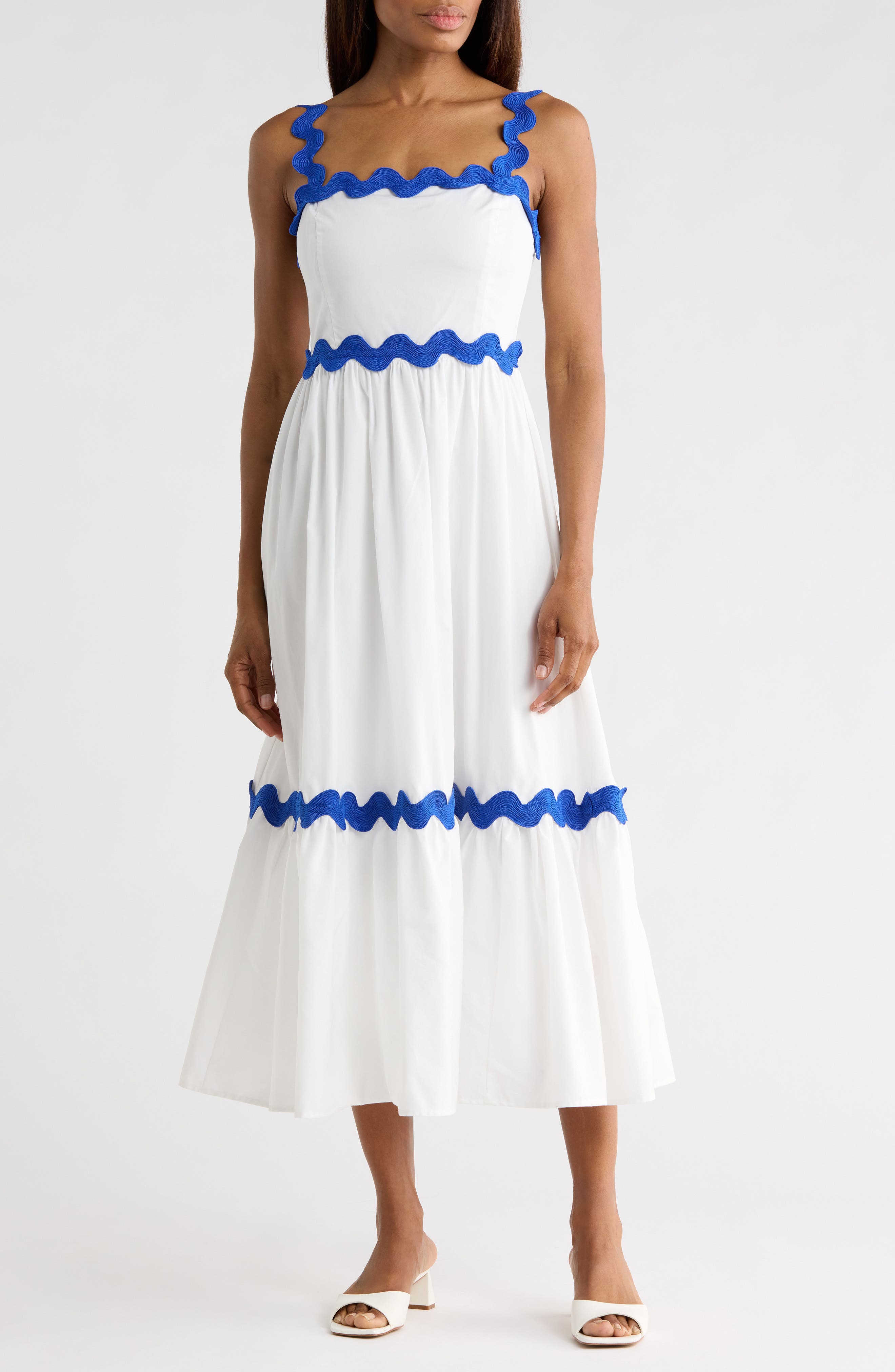 FLYING TOMATO Rickrack Trim Midi Dress