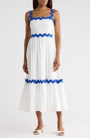 FLYING TOMATO Rickrack Trim Midi Dress