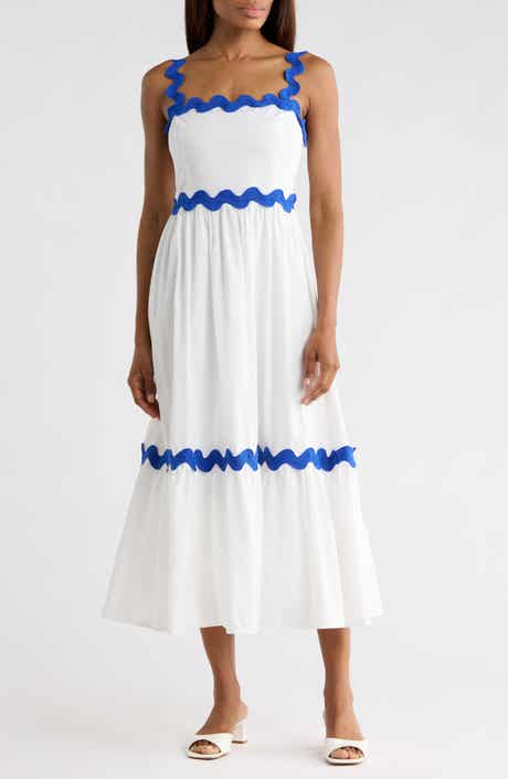 FLYING TOMATO Rickrack Trim Midi Dress