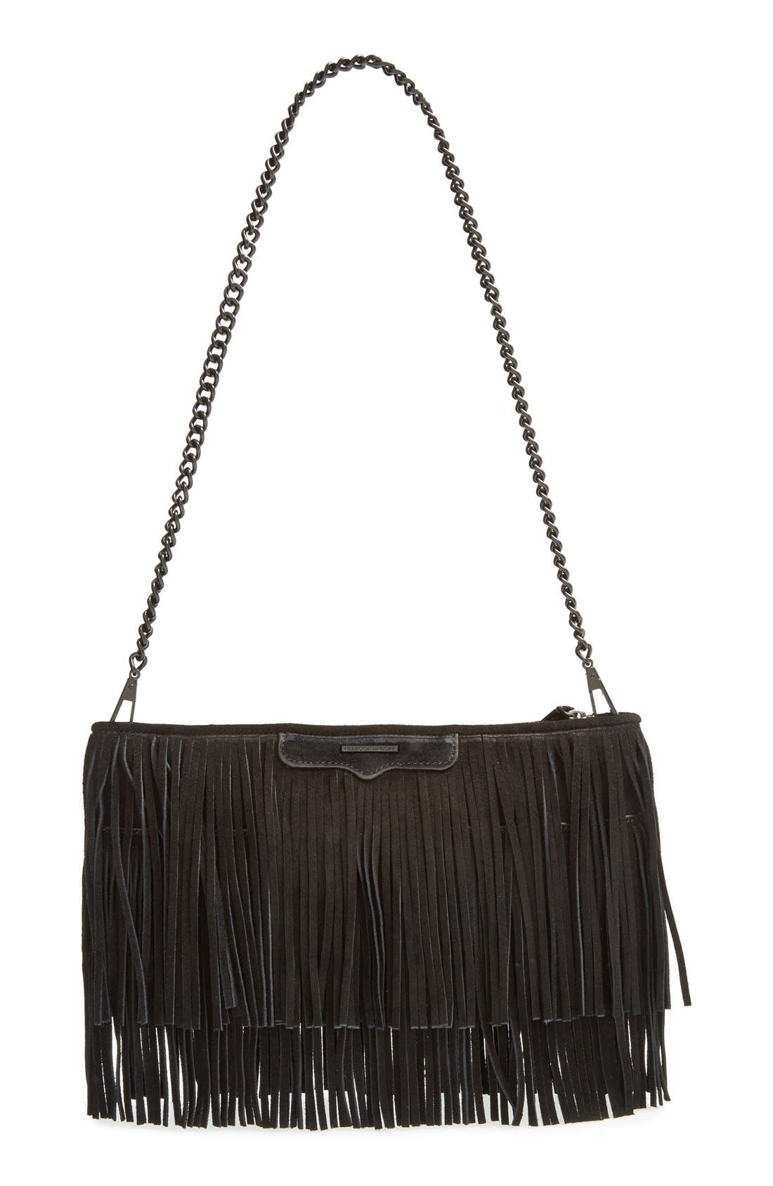 'Large Finn' Clutch, Alternate, color, BLACK