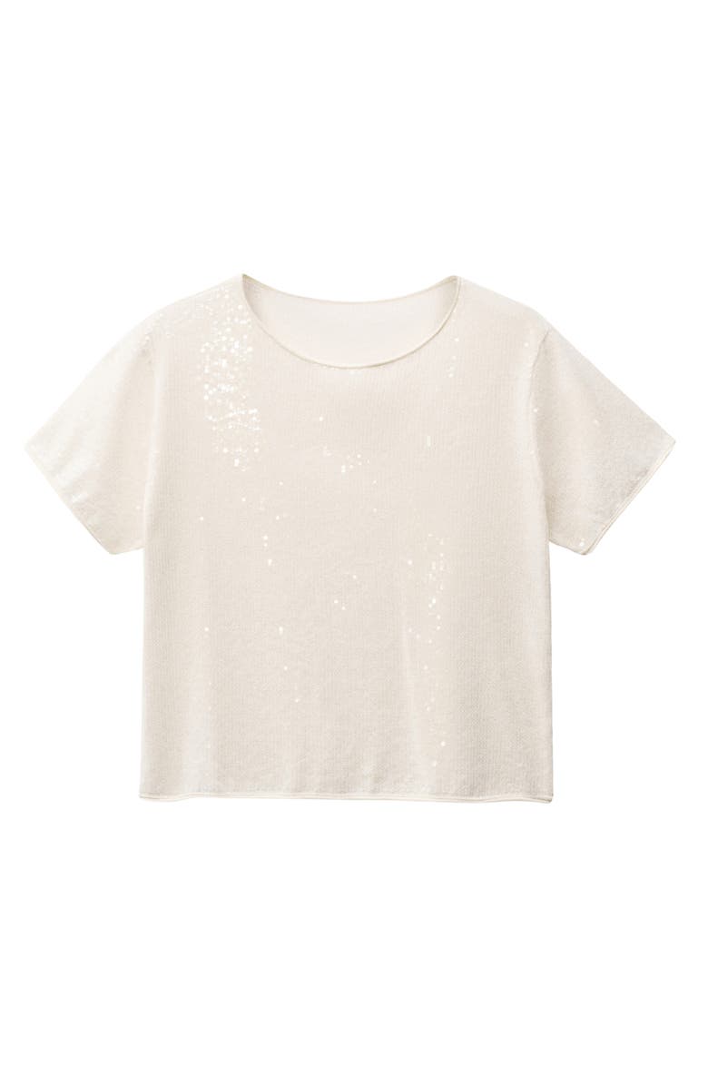 MANGO Sequin Short Sleeve Sweater, Alternate, color, 