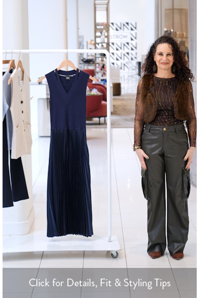 Farrah Slit Shoulder Mixed Media Midi Dress video