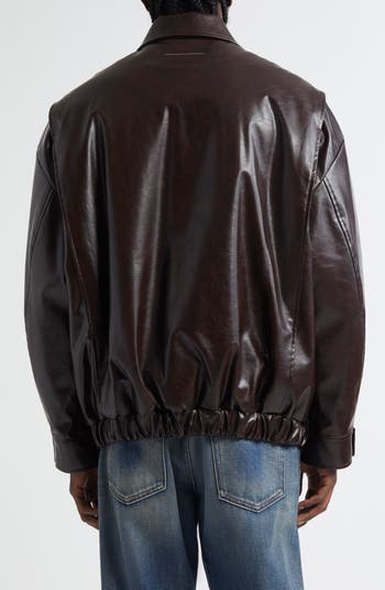 ジャケット・アウター Maison Margiela 6 Short Leather Jacket MM6 MAISON MARGIELA | Band Collar Cropped Leather Jacket