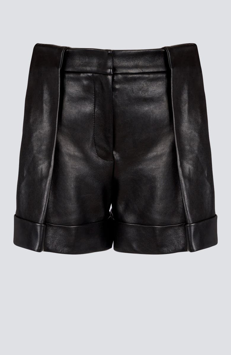 Balmain Pleated Lambskin Shorts, Main, color, 