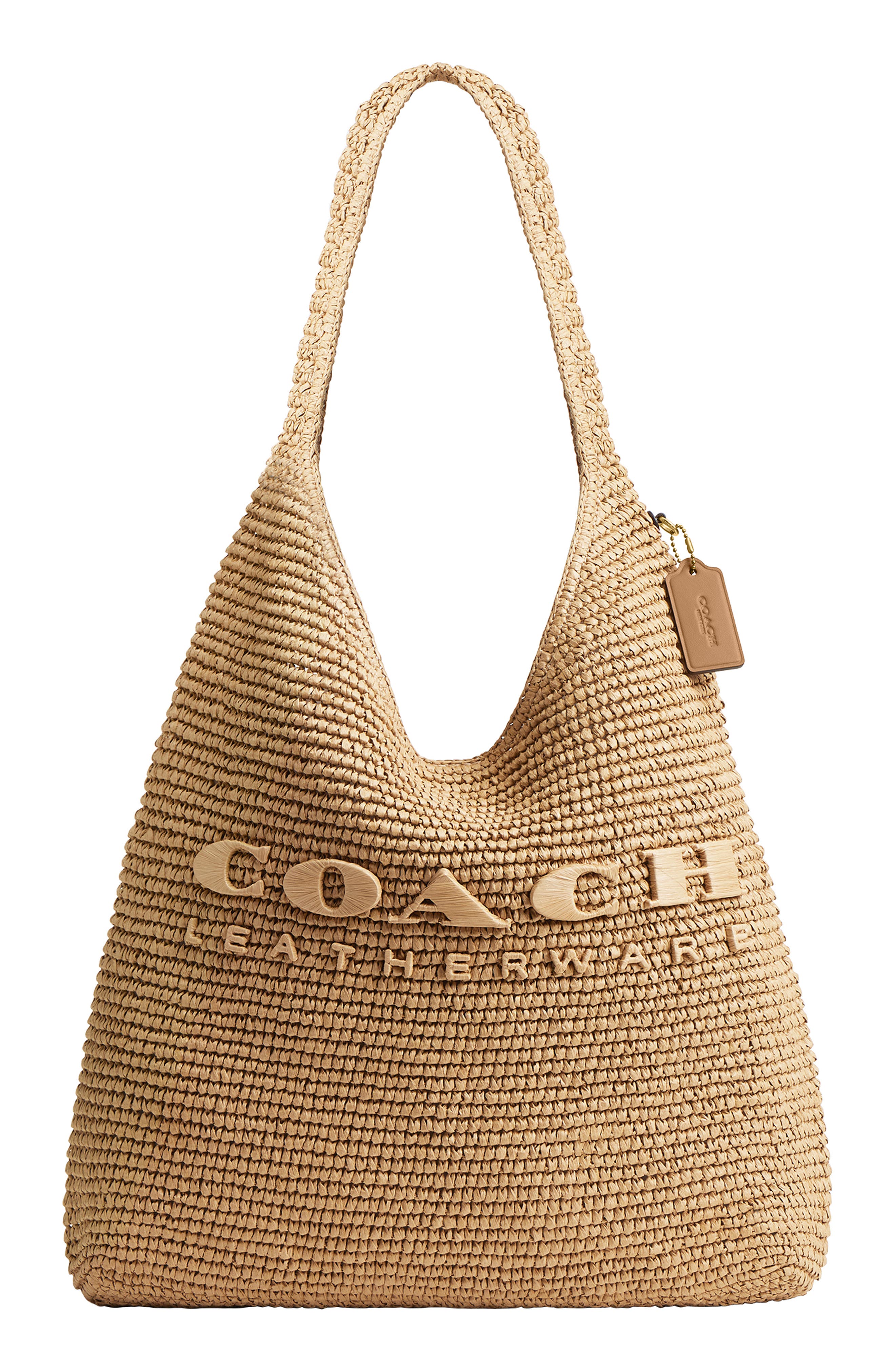 COACH Brooklyn 39 Straw Shoulder Bag, Main, color, 