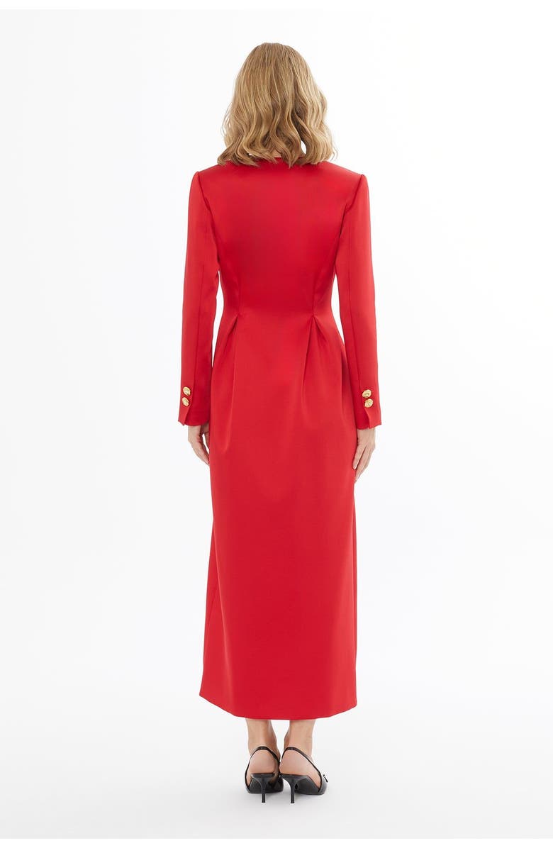 Gizia Button Detail V-Neck Maxi Long Dress, Alternate, color, Red