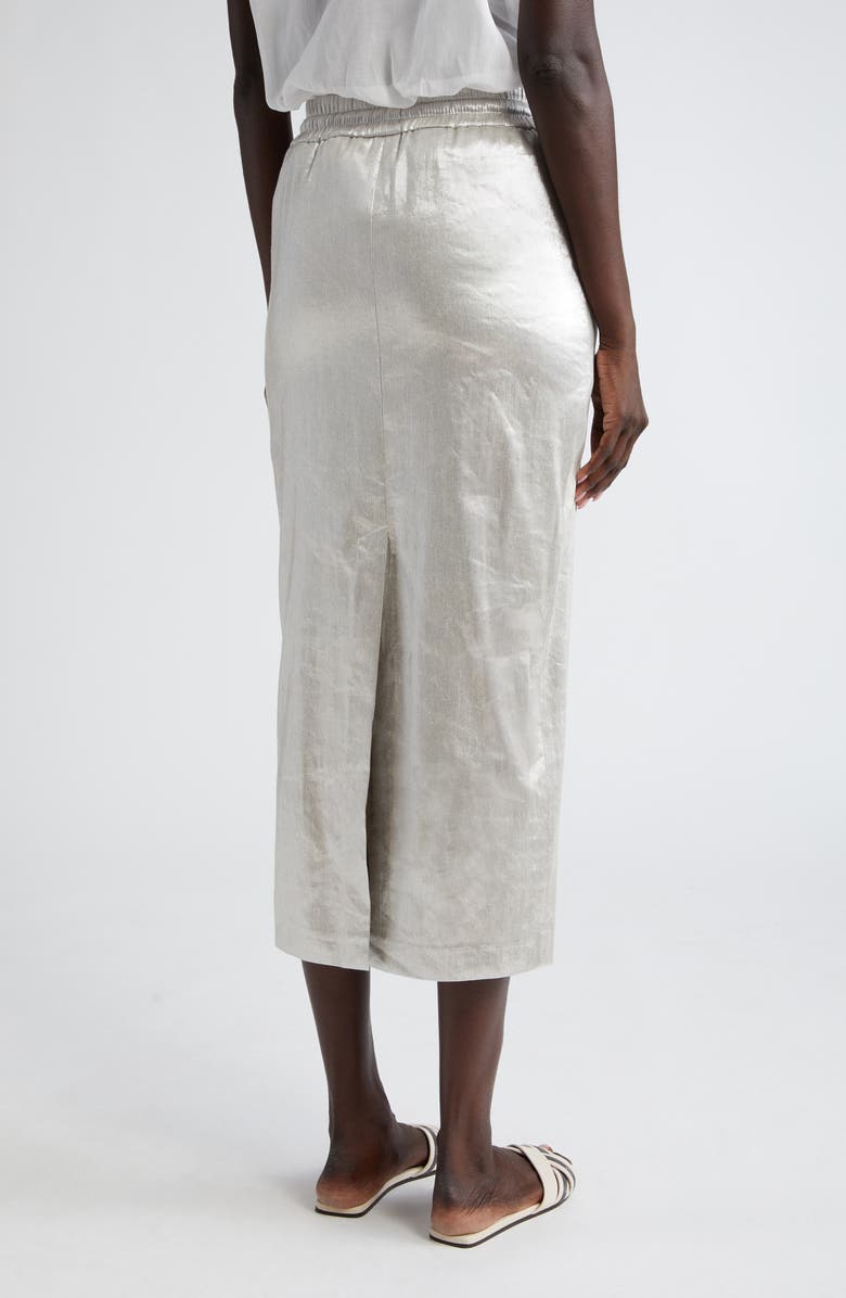 Brunello Cucinelli Metallic Coated Twill Drawstring Skirt, Alternate, color,