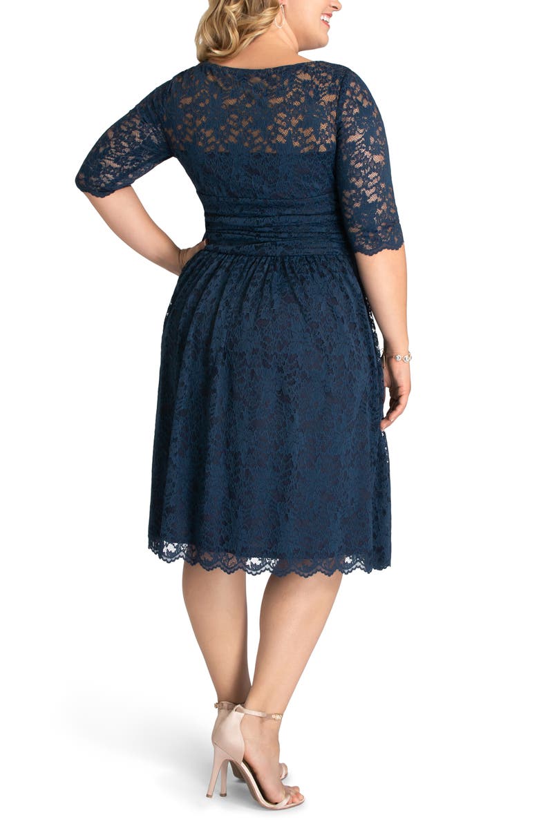 Kiyonna Luna Lace A-Line Dress, Alternate, color, Indigo Blue