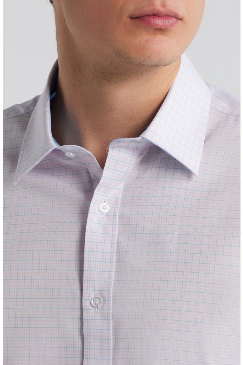 Paris Modern Fit Pink Check Cotton Dress Shirt, Alternate, color, PINK