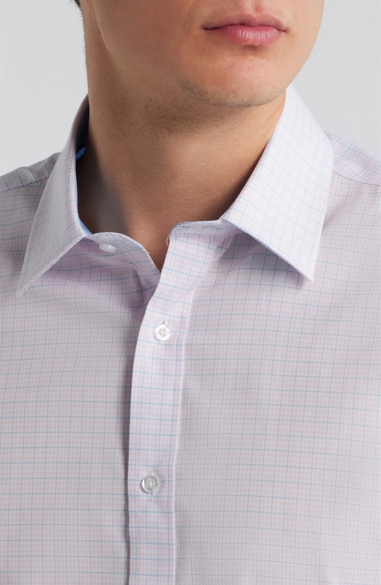 DANIEL HECHTER Paris Modern Fit Pink Check Cotton Dress Shirt, Alternate, color, 