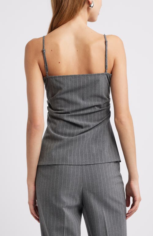 Open Edit Pinstripe Ruched Asymmetric Sleeveless Top In Grey Heather Edie Stripe
