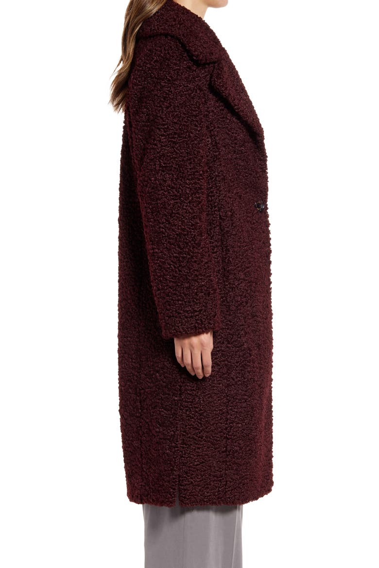 Teddy Bear Long Coat, Alternate, color, WINE