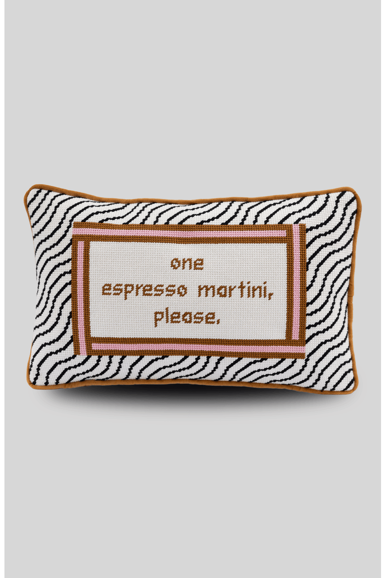 Espresso Martini Needlepoint Pillow, Main, color, Rust