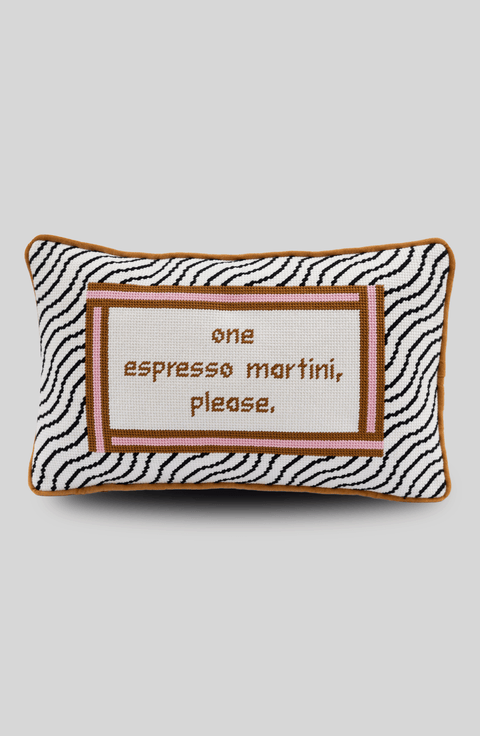 Espresso Martini Needlepoint Pillow