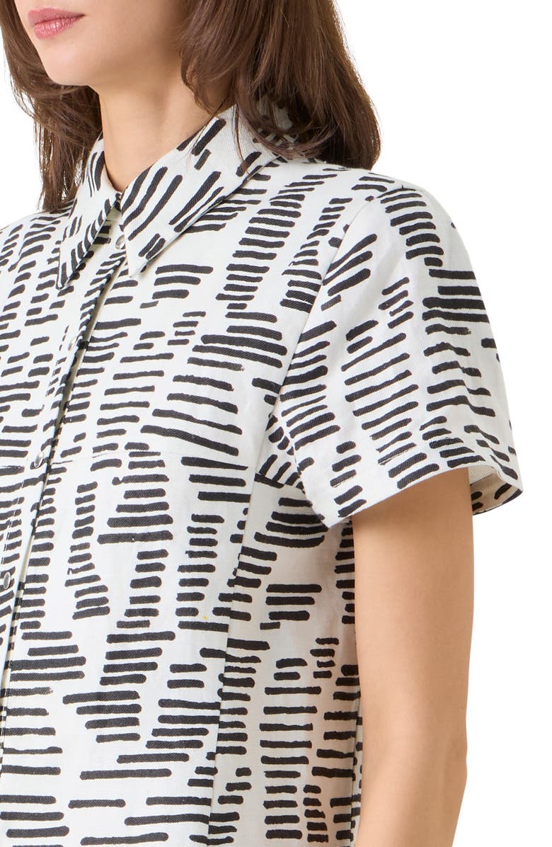 Akris Dance Movements Print Linen Shirtdress, Alternate, color, Ecru-Black